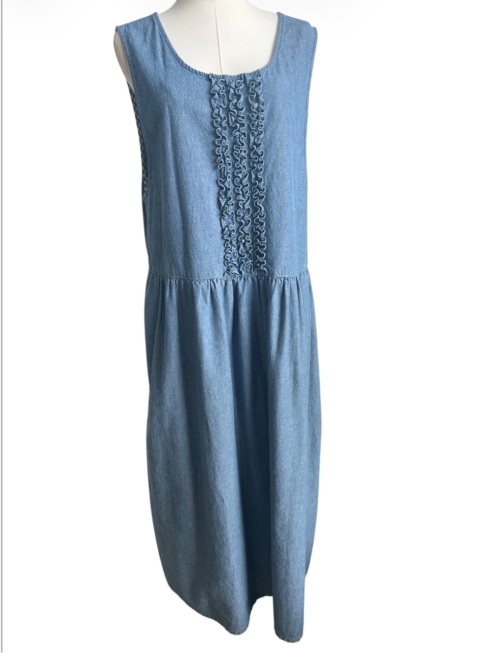 Bryn‎ Connelly 100% Cotton Chambray Sleeveless Midi Dress Cottagecore Prairie 12